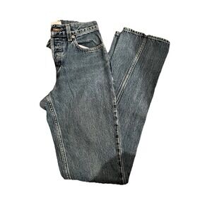 Gap Jeans Sz 2 Extra Long Made in USA Blue High Waist Bootcut Button Fly VTG